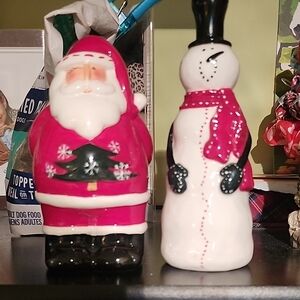 Santa and Snowman Ceramic Salt And Pepper Shakers